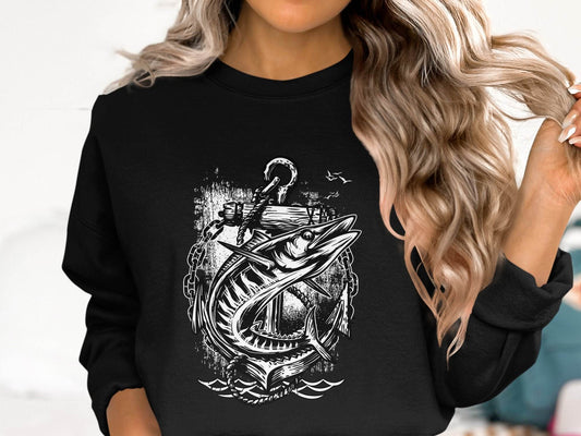 Nautical Anchor Design With Marlin Graphic Sweater - Design & Vybe