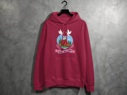 Peace Love Camp Heart and Tent Design Pigeon Art Hoodie - Design & Vybe