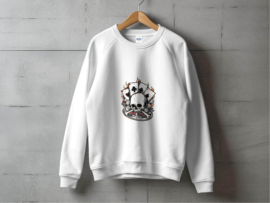 Skull and Gambling Illustration Graphic Design Sweater - Design & Vybe