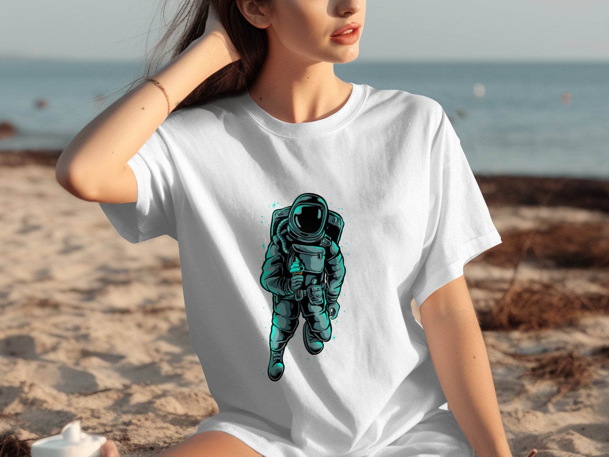 Astronaut with Ice Cream Graphics Cool Print For T-Shirt - Design & Vybe