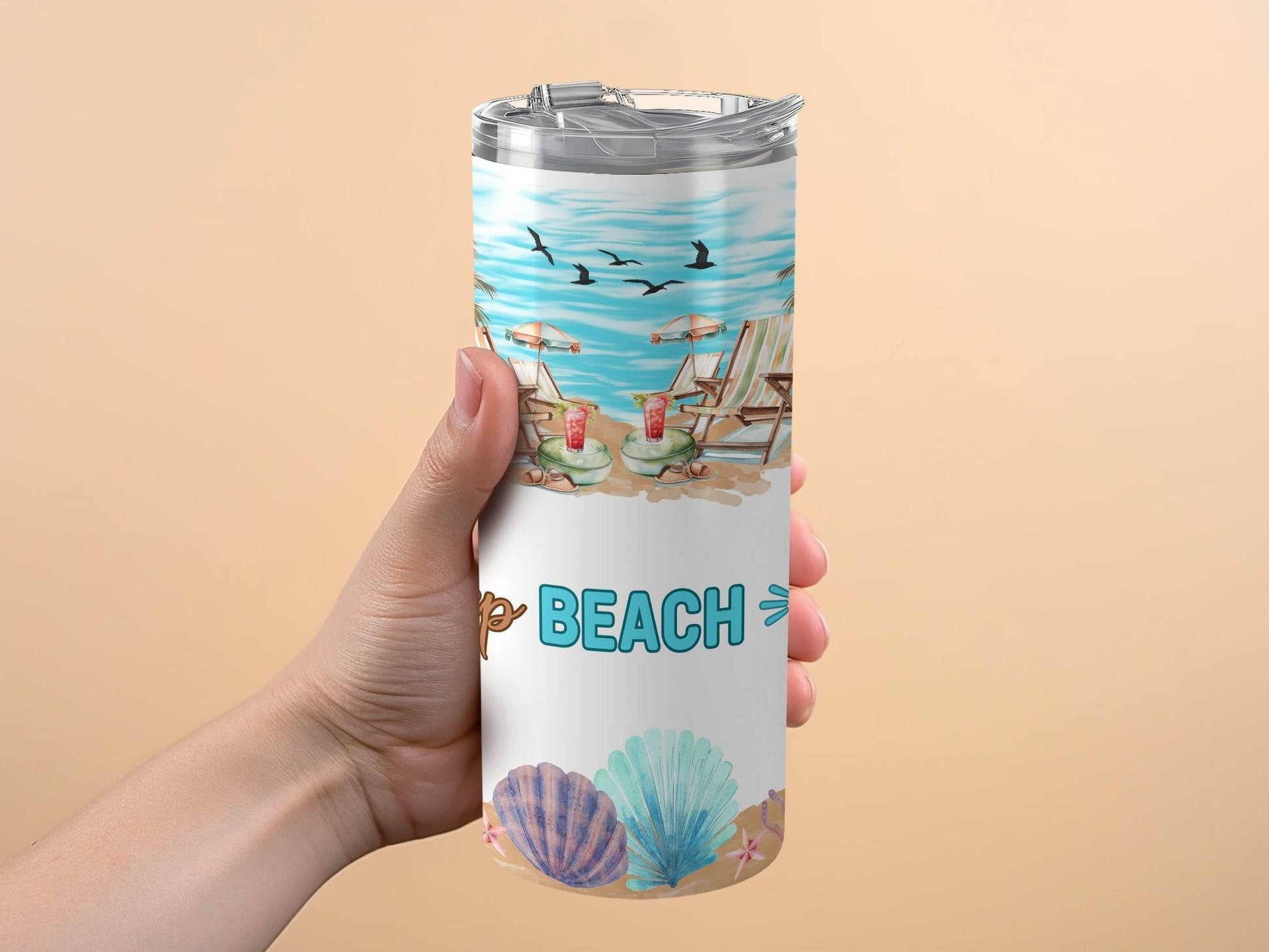 Beach Paradise Eat Sleep Beach Repeat Themed Design Tumbler - Design & Vybe