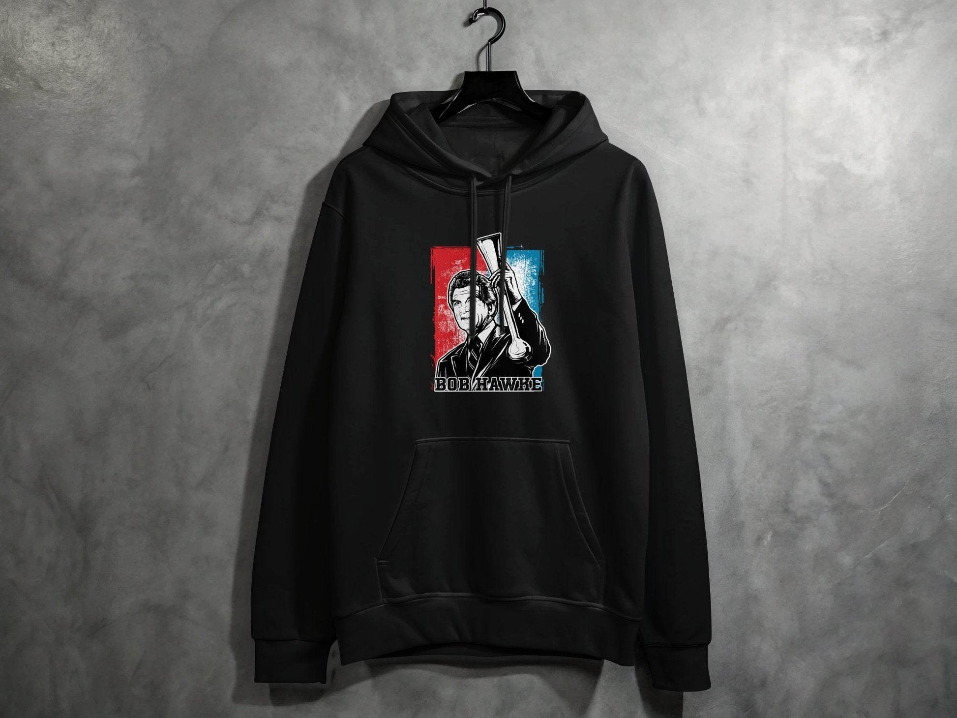 Iconic Bob Hawke Illustration Graphic Print Hoodie - Design & Vybe