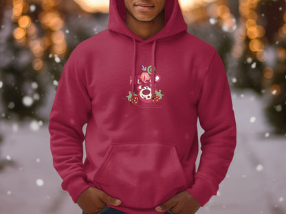 Festive Red Hooded Sweater with Holiday Design product type