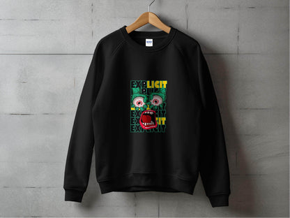 Explicit Graphic with Eyes and Mouth Design Sweater - Design & Vybe