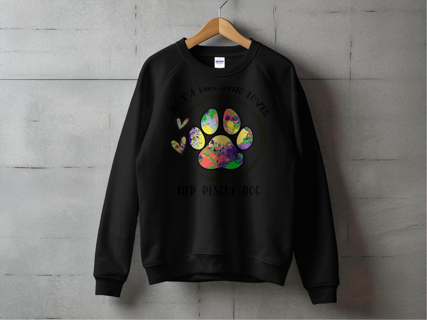 Just a Girl Who Loves Her Rescue Dog Paw Print Sweater - Design & Vybe