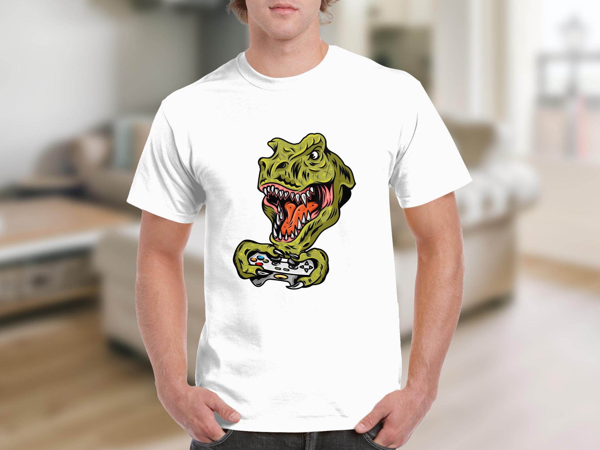 Dinosaur Gaming Graphic Design T-Shirt - Design & Vybe