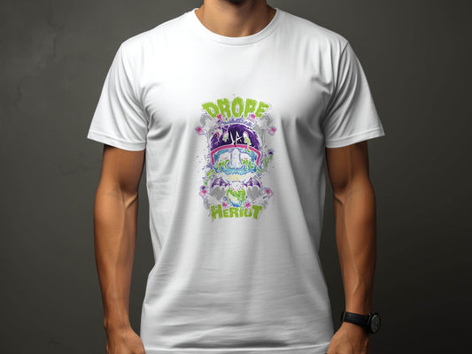 Drop Herout with Helmet and Skull Graphic Print T-Shirt - Design & Vybe