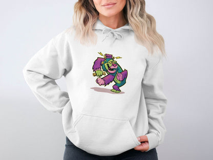 Cartoon Frankenstein with Lightning Strikes Above Hoodie - Design & Vybe