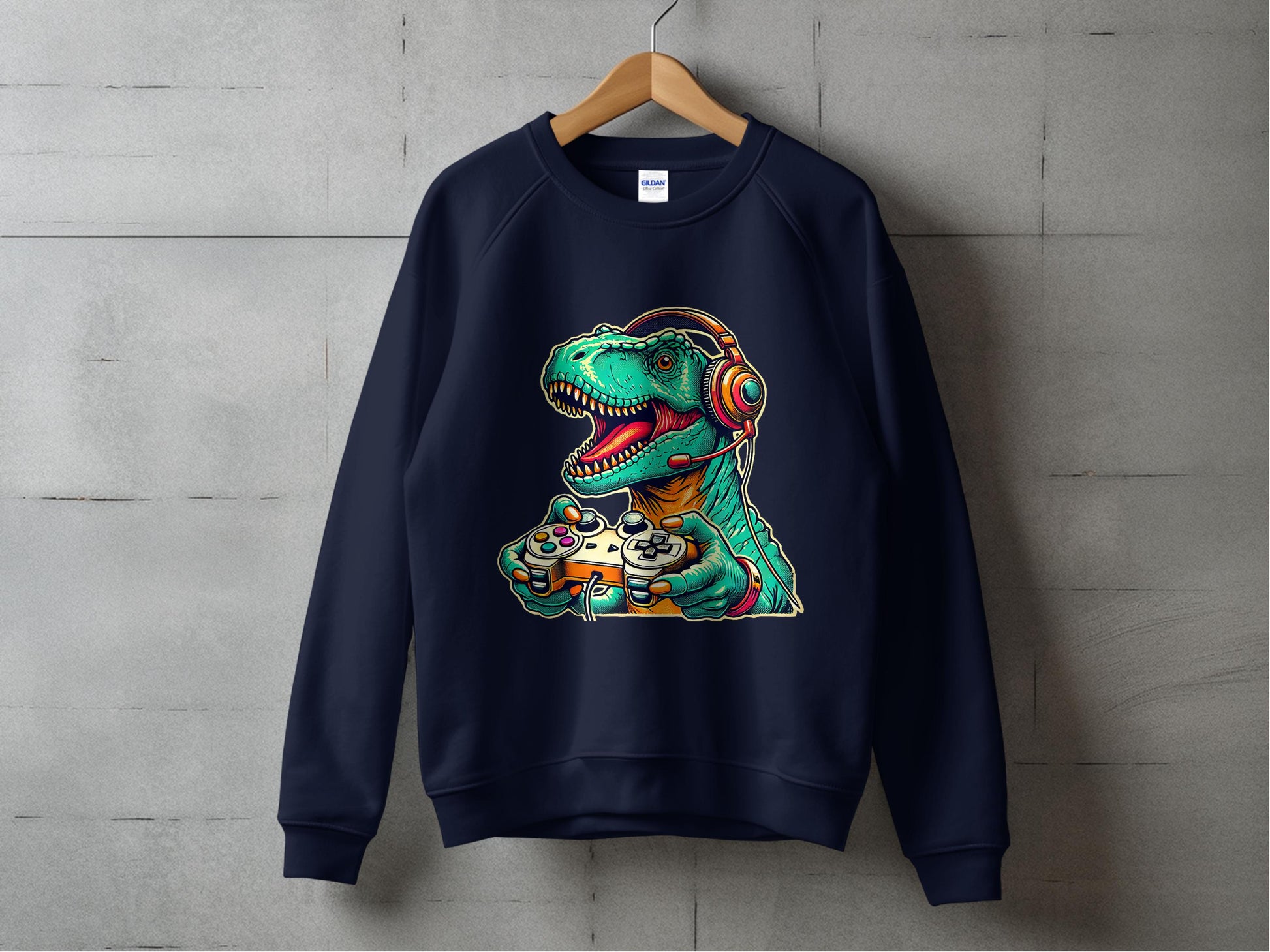 Retro T-Rex Gamer Sweatshirt Awesome Apparel product