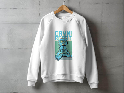 DAMN! Sad Robot Art With Greenish Backdrop Design Sweater - Design & Vybe