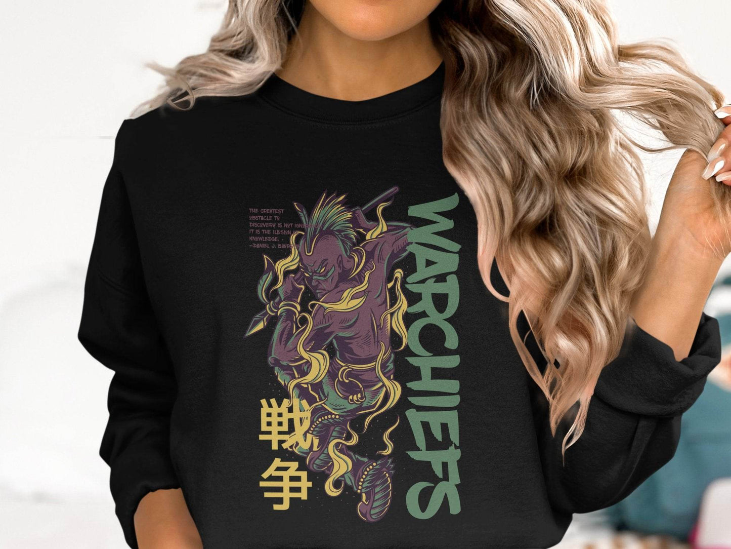 Warchiefs With Japanese Text Graphic Design Sweater - Design & Vybe