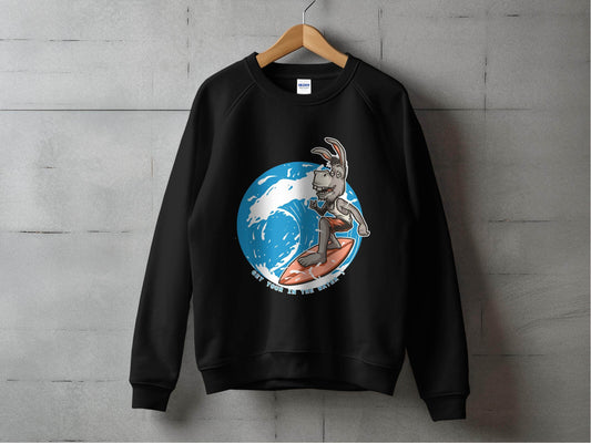 Donkey Surfing Adventure Graphic Print Sweater - Design & Vybe