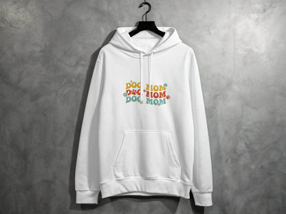 Dog Mom Retro Style with Flowers and Paw Prints Hoodie - Design & Vybe