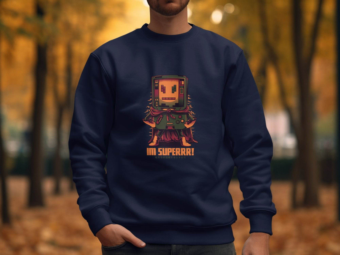 Retro Game Robot I'm Superrr Design Awesome Hoodie - Design & Vybe