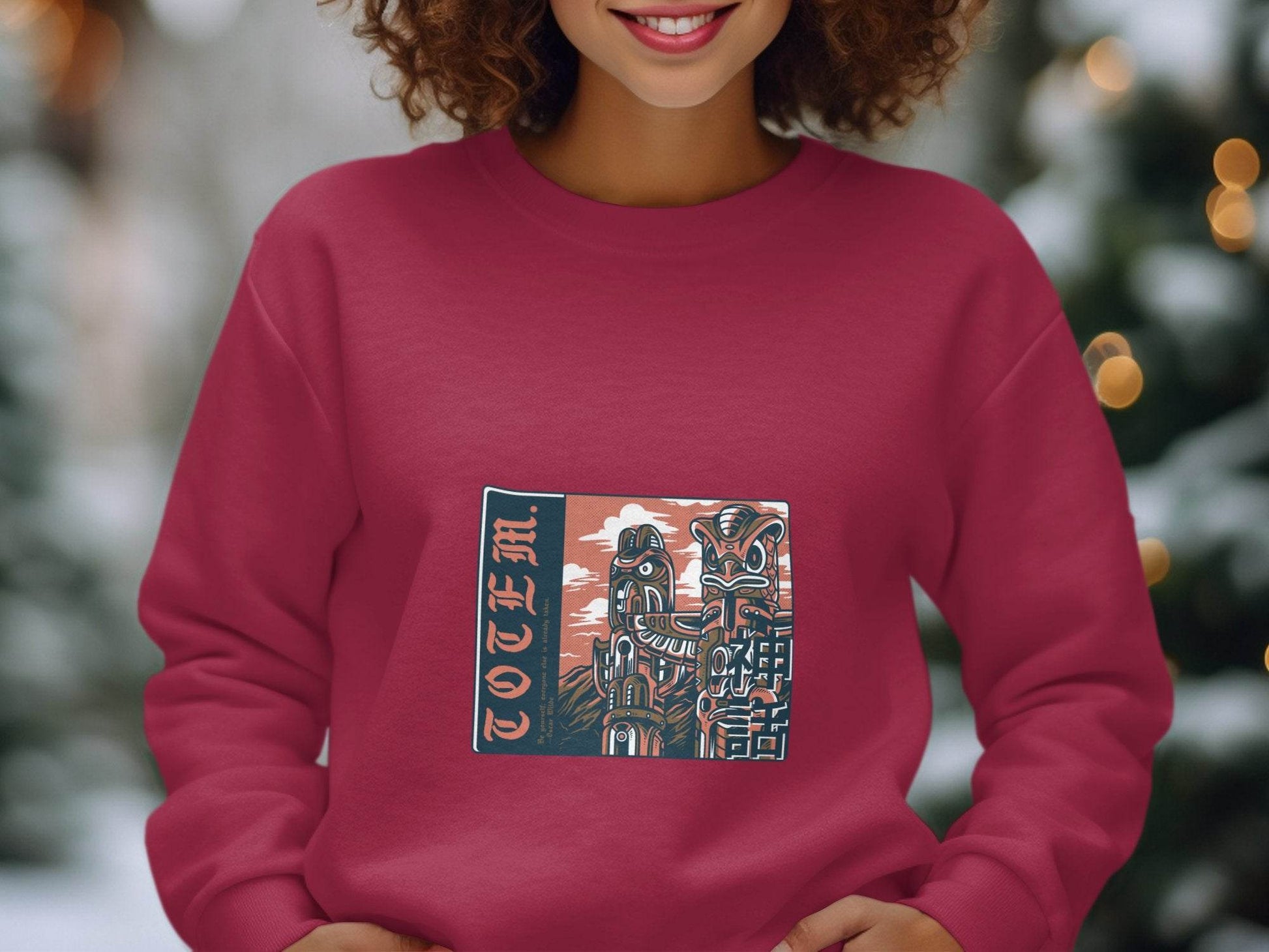 Totem Poles with Quote Be Yourself Oscar Wilde Sweater - Design & Vybe