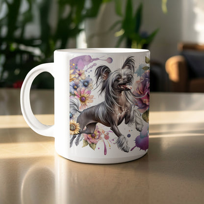 Colorful Dog and Floral Design On a Coffee Mug product