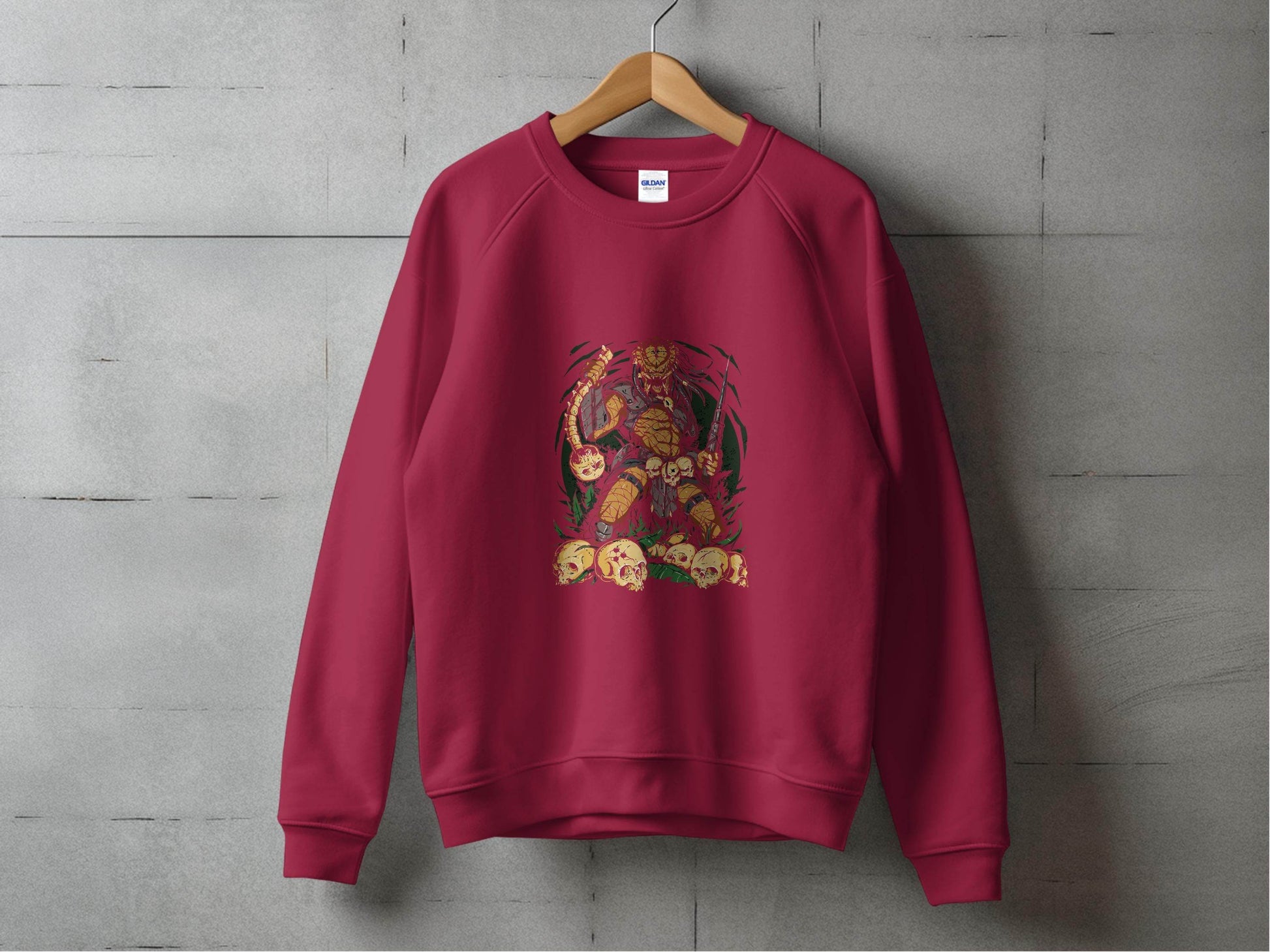 Alien Hunter Predator Weapon In Skulls Design Graphic Sweater - Design & Vybe