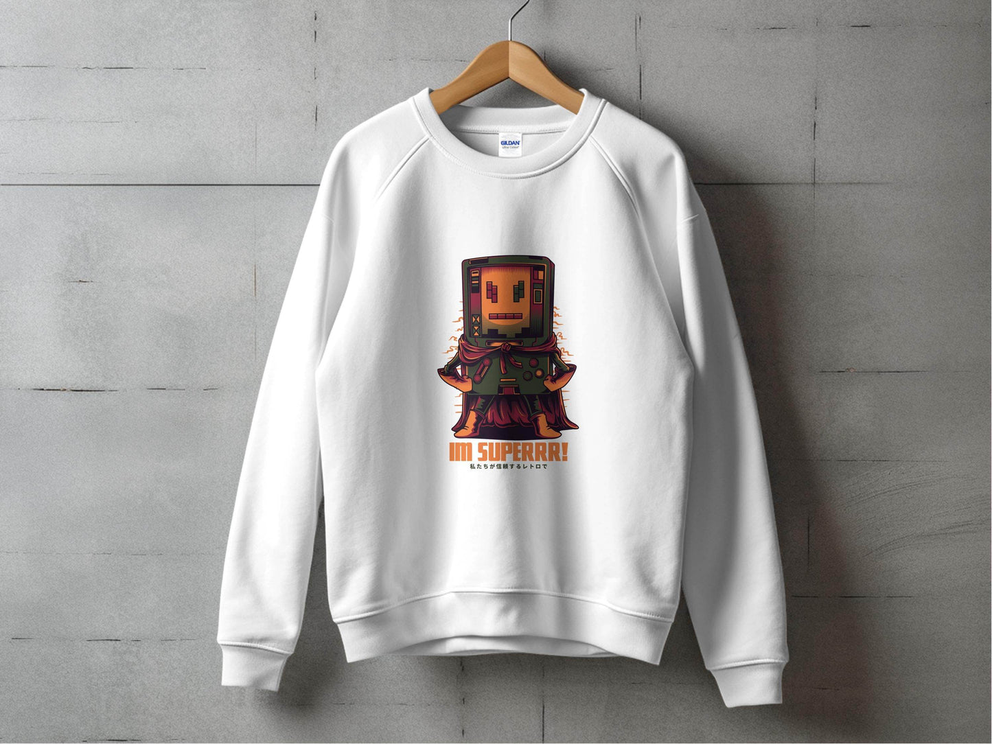 Retro Game Robot I'm Superrr Design Awesome Hoodie - Design & Vybe