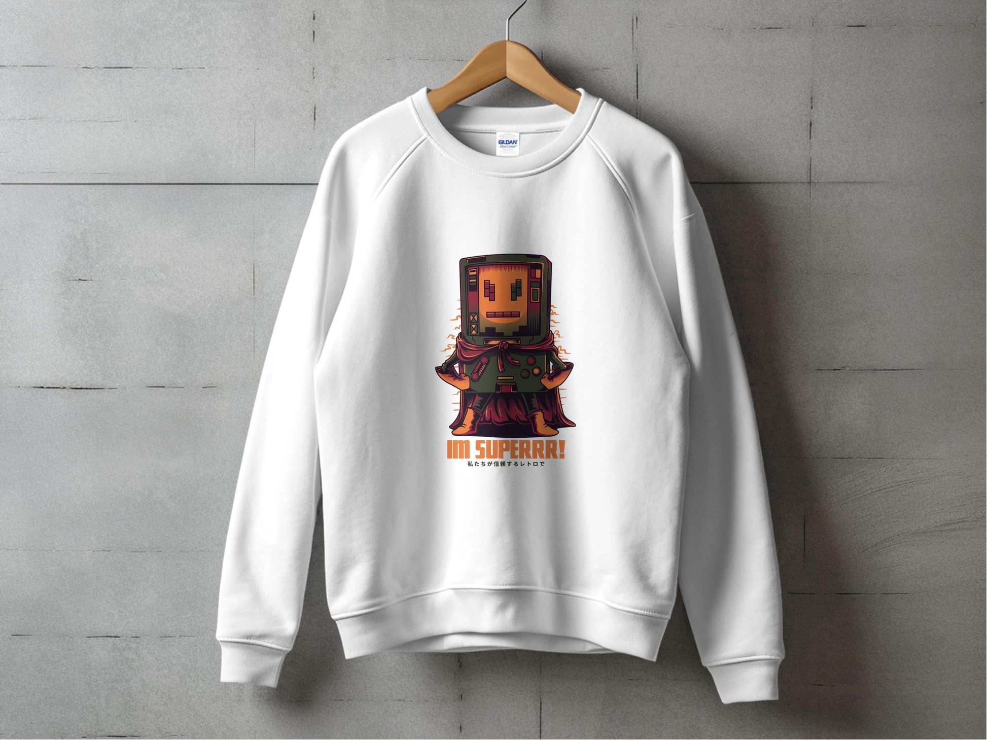 Retro Game Robot I'm Superrr Design Awesome Hoodie - Design & Vybe