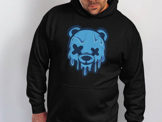 Cool Blue Graffiti Melting Dead Mad Bear Graphic Hoodie - Design & Vybe