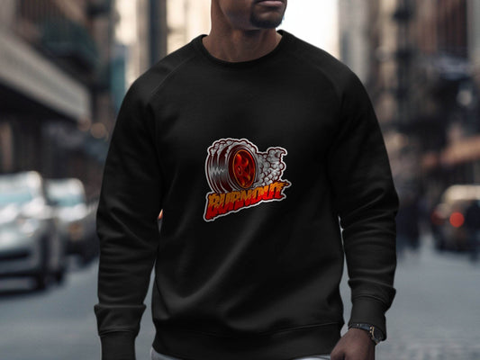 Burnout Tire Smoke Flames Powerful Design Graphic Sweater - Design & Vybe