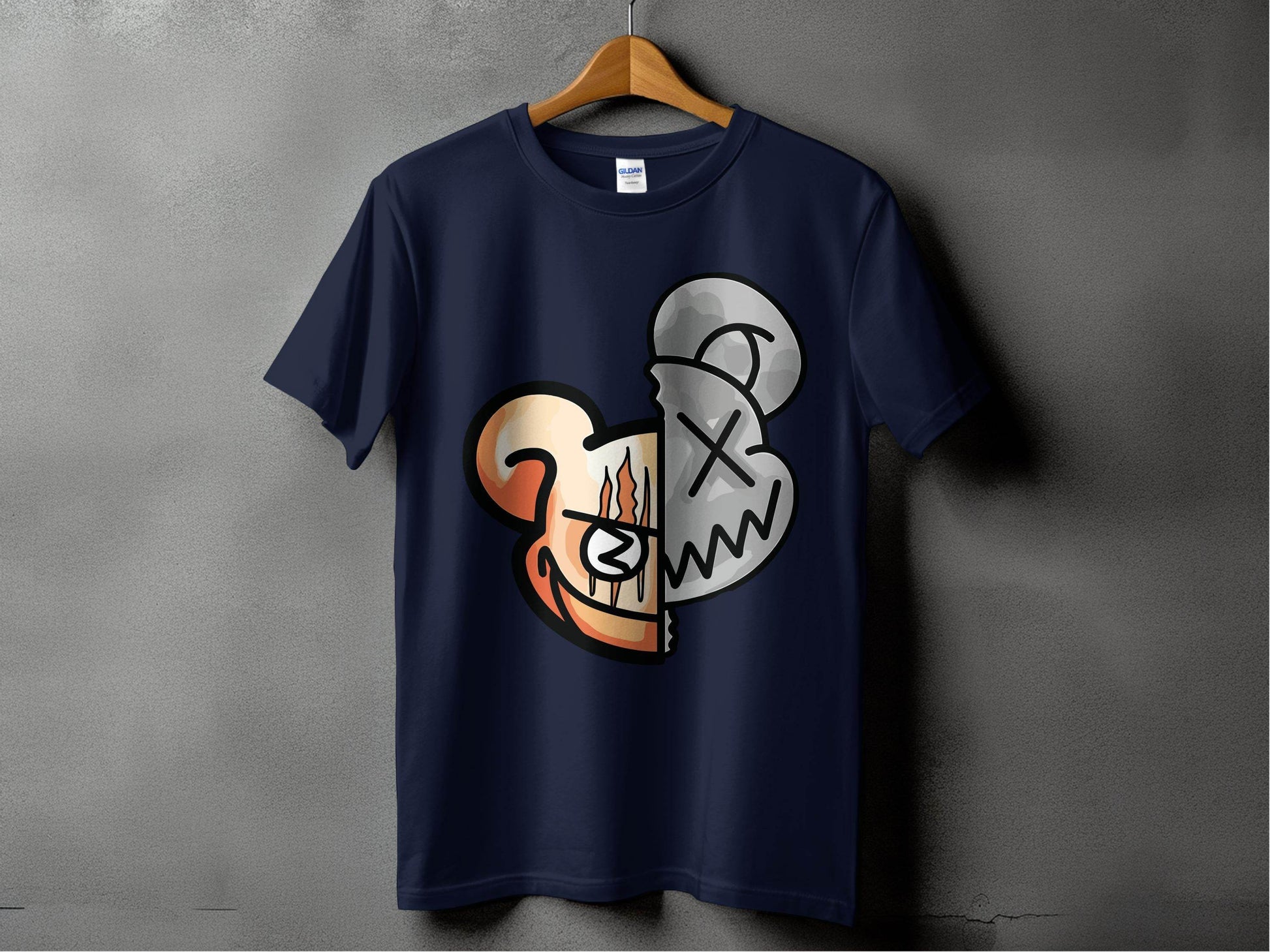 Unique Bear Faces Split Design Graphic T-shirt product