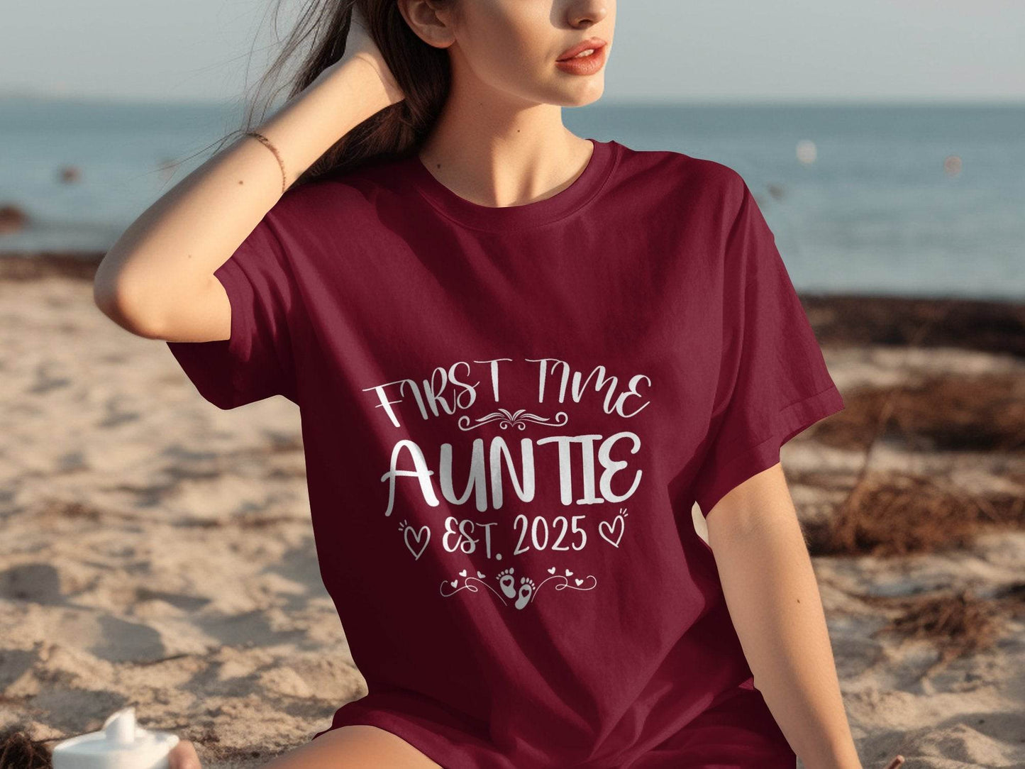 First Time Auntie Est 2025 New Aunt Design T-Shirt - Design & Vybe