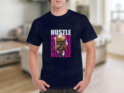 Hustle Skull With Gas Mask Graphic Design T-Shirt - Design & Vybe