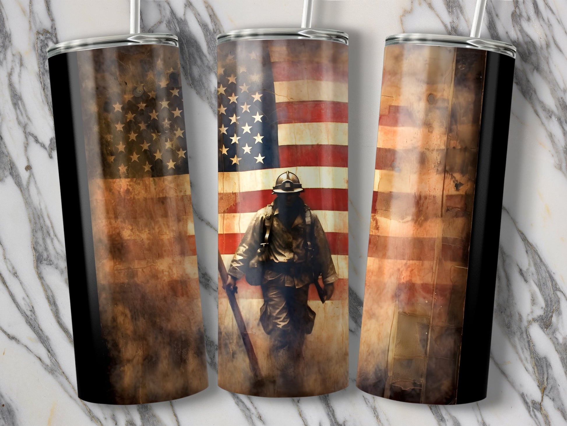 Patriotic Firefighter Flag Tumbler Travel Mug product type
