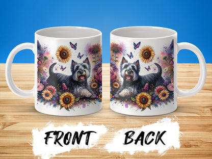 Cute Dog with Flowers and Butterflies Mug product