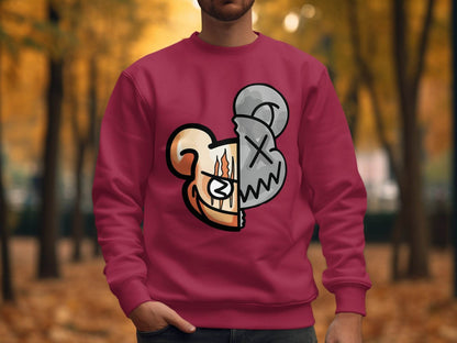 Unique Graphic Half Bear Design Trendy Casual Sweater - Design & Vybe