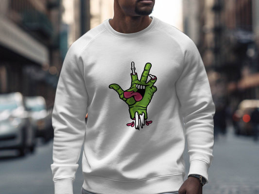 Zombie Hand Peace Sign Cool Graphic Design Sweater - Design & Vybe