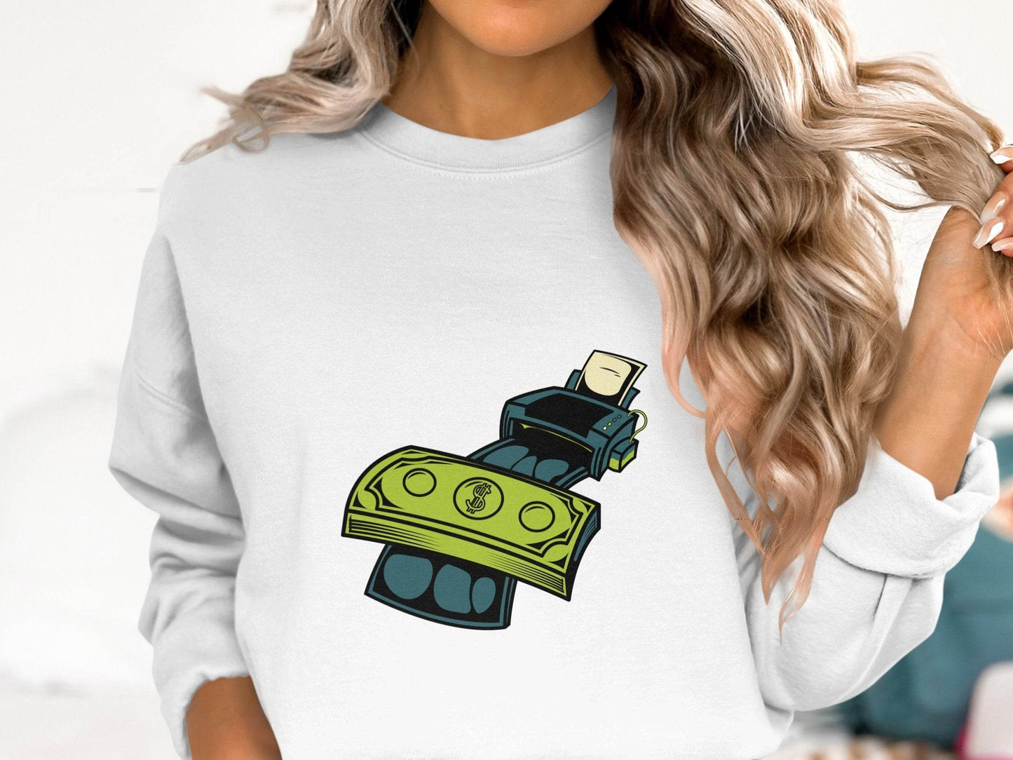 Eye-Catching Cash Printing Money Graphic Sweater - Design & Vybe