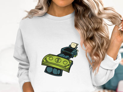 Eye-Catching Cash Printing Money Graphic Sweater - Design & Vybe