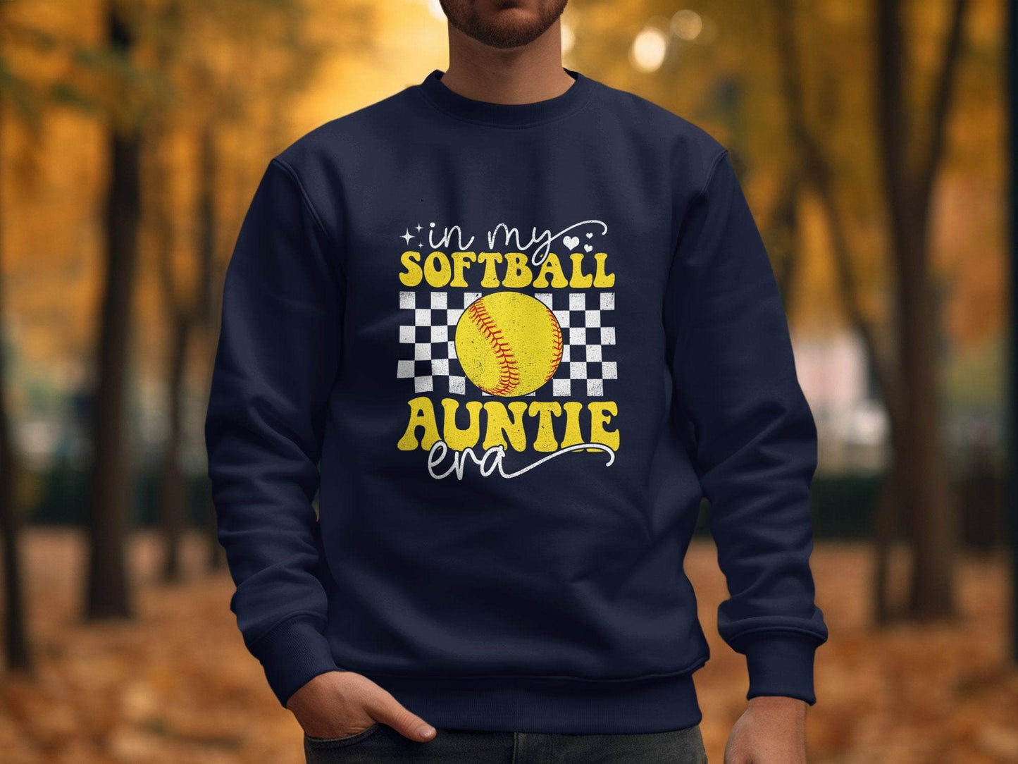 In My Softball Auntie Era Groovy Retro Proud Graphic Design Image Sweater - Design & Vybe