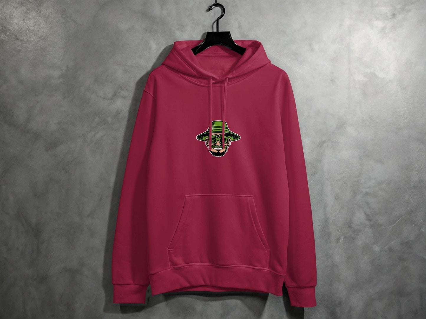 Green Bearded Man With Weed Hat Cartoon Design Hoodie - Design & Vybe