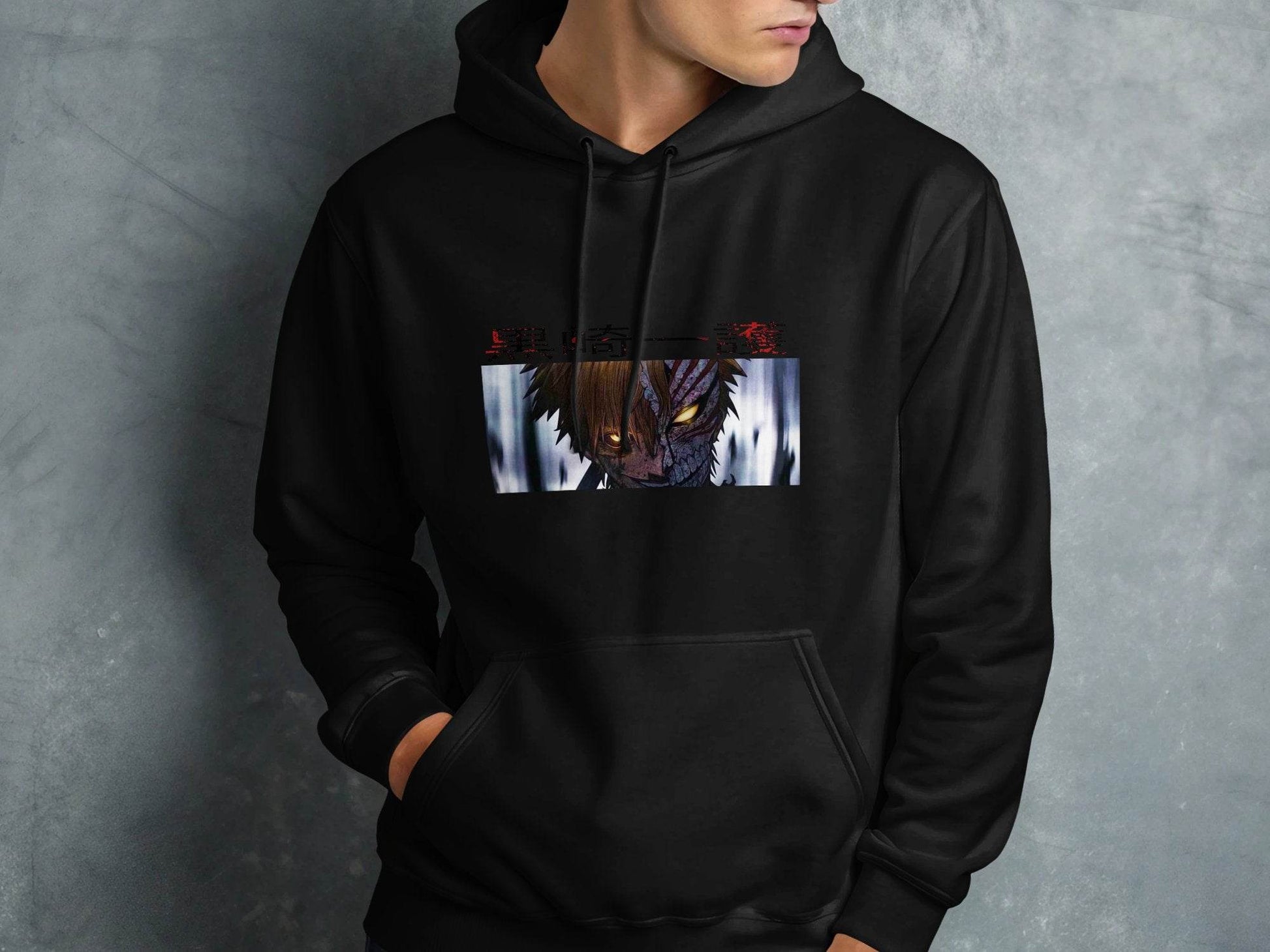 Anime Character Half Mask Kurosaki Ichigo Art Hoodie - Design & Vybe