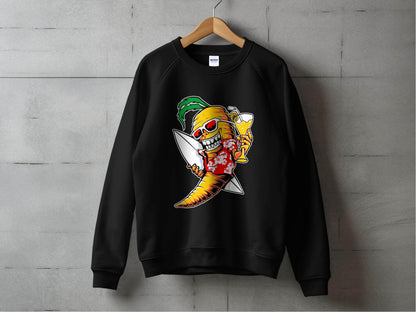 Tropical Vibes Surfboard Carrot Skeleton Graphic Sweater - Design & Vybe