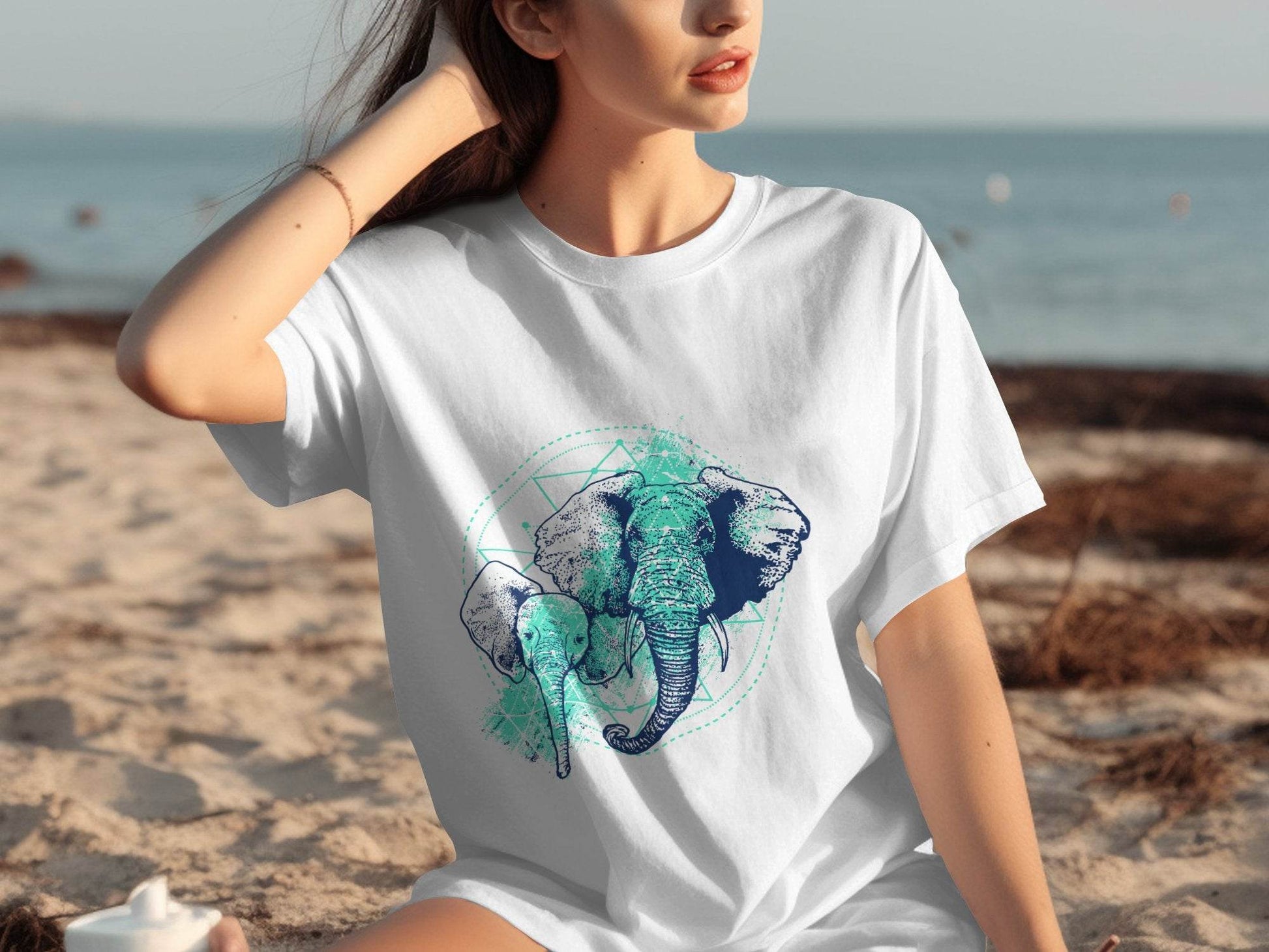 Stunning Elephant Graphic Blue Nature Design T-Shirt - Design & Vybe