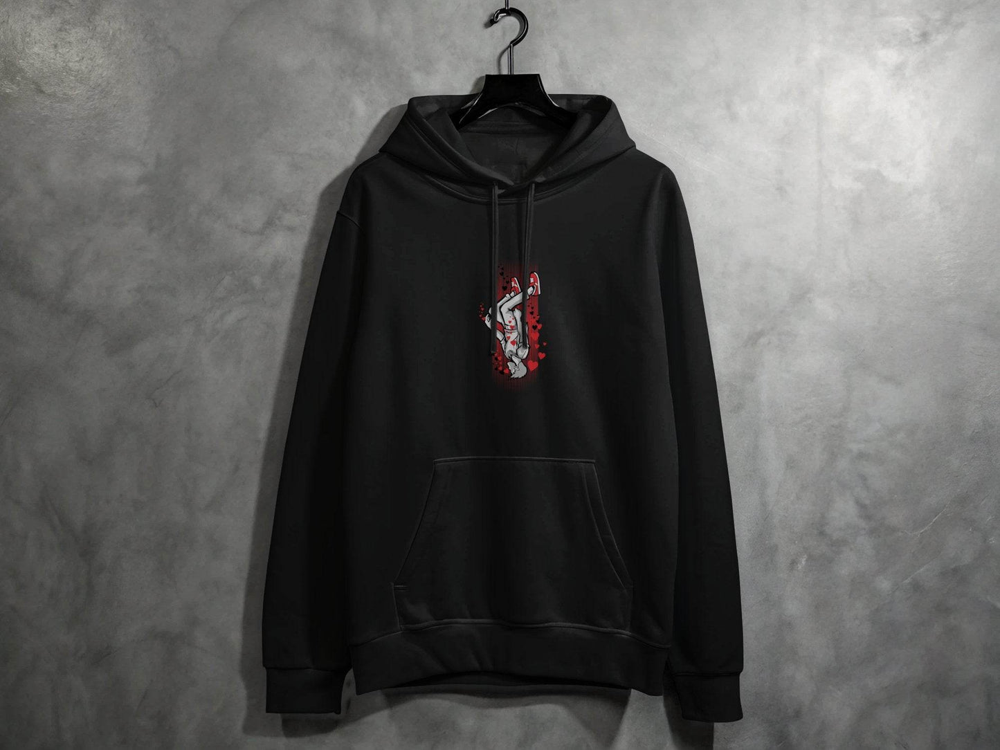 Dynamic Falling Character Heart Design Hoodie - Design & Vybe