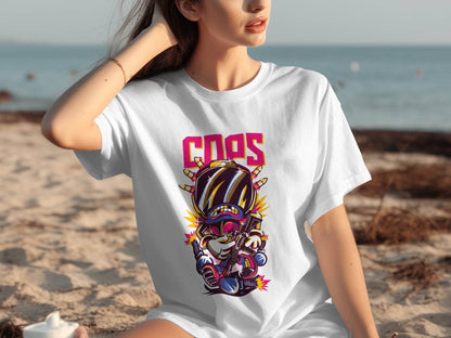 COPS Cartoon Character With Gun For Enthusiasts T-Shirt - Design & Vybe
