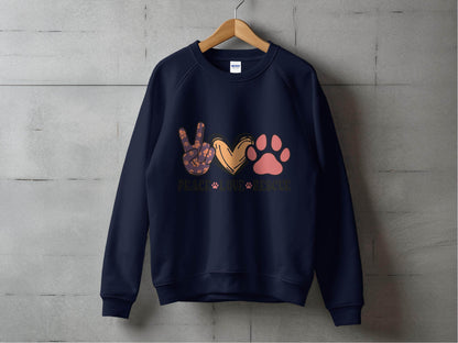 Peace Love Rescue Dog Paw Heart Pet Lover Graphic Sweater - Design & Vybe