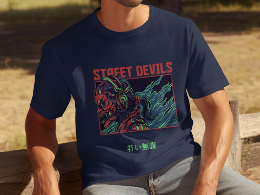 Street Devils Design Graphic Headphone Devil Art T-Shirt - Design & Vybe