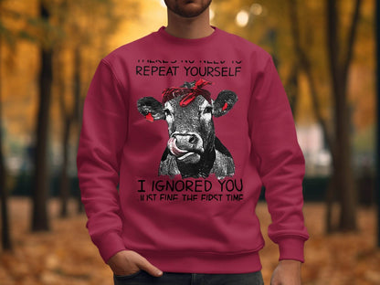 There's No Need to Repeat Yourself Funny Cow Sweater - Design & Vybe