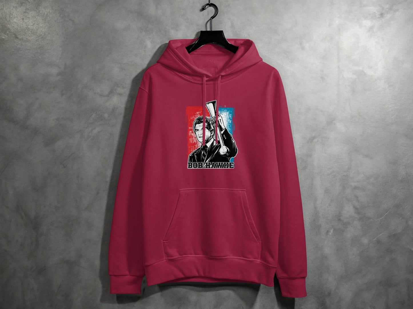Iconic Bob Hawke Illustration Graphic Print Hoodie - Design & Vybe