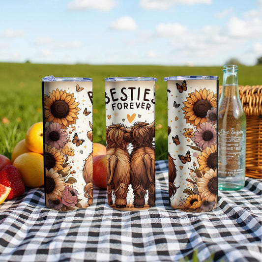 Cute Besties Forever Themed Floral and Dog Tumbler Product