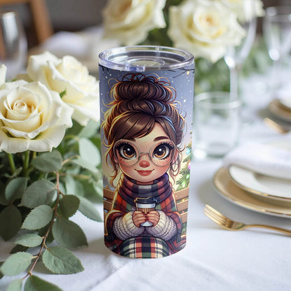 Cozy Girl Christmas Scene Digital Art Design Tumbler - Design & Vybe