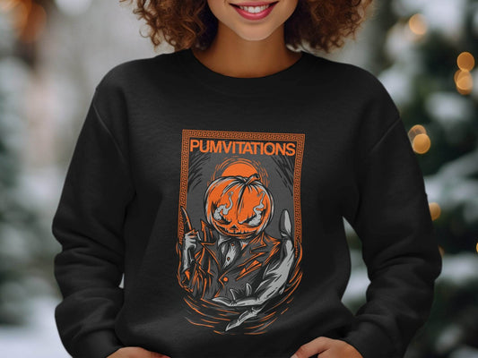 Pumvitations Design for Halloween Pumpkin Man Sweater - Design & Vybe
