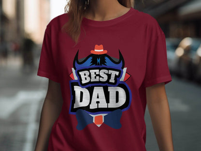 Hat & Mustache Style Best Dad Graphic Design T-Shirt - Design & Vybe