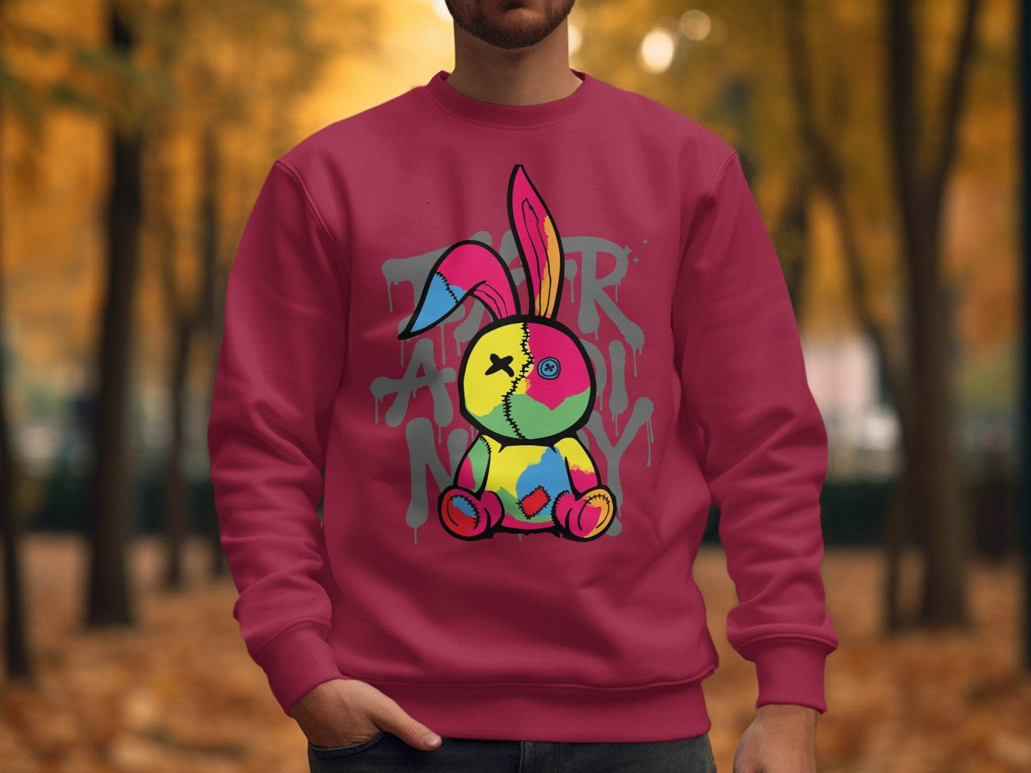 Colorful Bunny Graphic Design Novelty Sweater - Design & Vybe